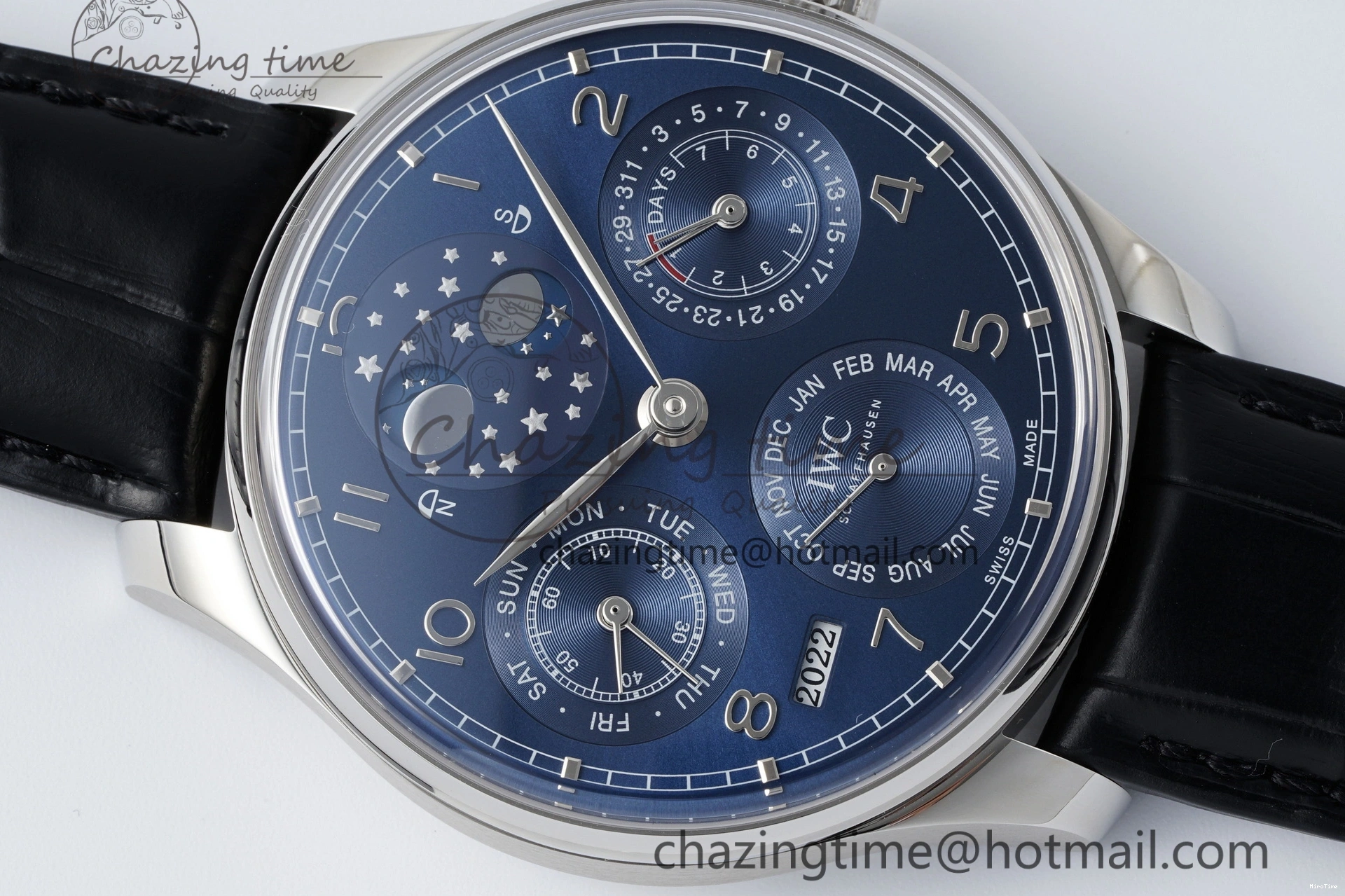 MIROTIME 0407 Bold Portugieser Perpetual Calendar SS 5033 APSF 1:1 Best Edition Blue Dial on Black Leather Strap A52610 Clone 7041